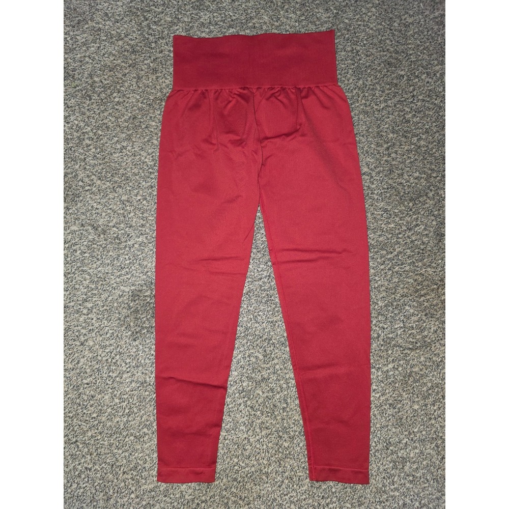 NVGTN Women Red Seamless High Waisted Compression Workout Gym Leggings Size M
